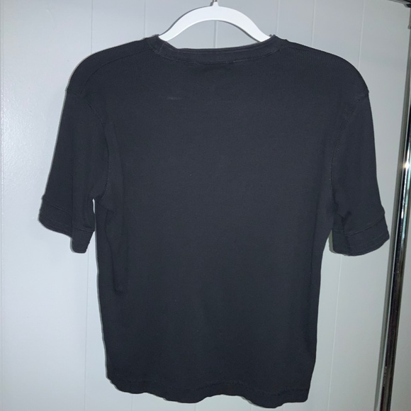 Lauren Ralph Lauren Black cotton Ribbed knit pocket Tee Sz LP logo short sleeve - Picture 3 of 5